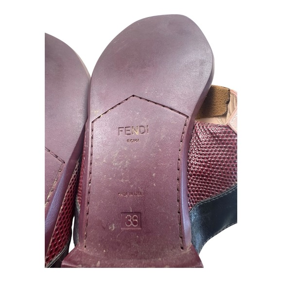 Fendi Roma Colorblock Leather Slide Sandals Size 38 EU Made in Italy - Picture 12 of 12